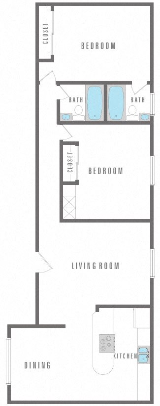 2 Bedroom 2 Bath Floor Plan 3